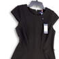 NWT Womens Black Short Cap Sleeve Back Zip Round Neck A-Line Dress Size 8 image number 3
