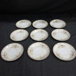 Bundle of 9 White Imperial Fine China Saucers w/ Floral Pattern
