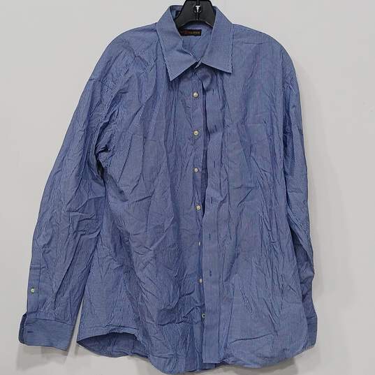 Tommy Hilfiger Men's Blue Pinstripe LS Button Up Dress Shirt Size 16.5 34-35 Large image number 1