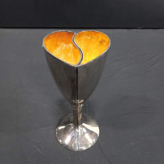 Lenox Kirk Steif Collection Wedding Silverplate Heart Shape Champagne Flutes Glasses image number 1