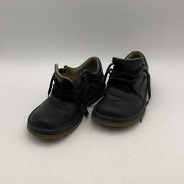 Unisex 11194 Black Leather Round Toe Lace-Up Sneaker Shoes Size M9 W10 alternative image