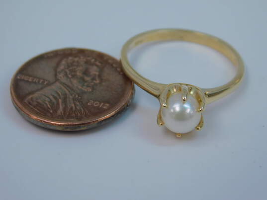 14K Yellow Gold Pearl Solitaire Ring 2.4g image number 5