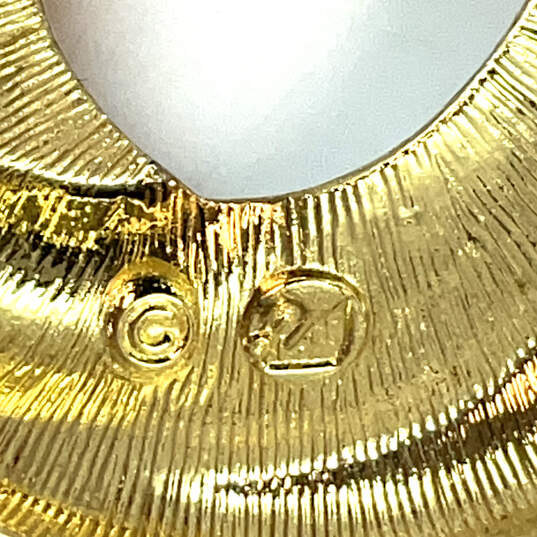 Designer Swarovski Gold-Tone Clear Rhinestone Black Enamel Brooch Pin image number 4
