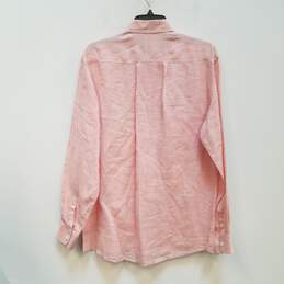 Mens Pink Linen Long Sleeve Collared Casual Button Up Shirt Size 15 alternative image