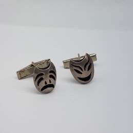 Mexico Sterling Silver Comedy Tragedy Men's Cuff Links 6.7g