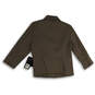 NWT Womens Brown Pockets 3/4 Sleeve Collared Button Front Blazer Size 12 image number 2