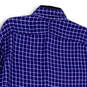 Mens Blue White Check Long Sleeve Collared Button-Up Shirt Size Medium image number 4