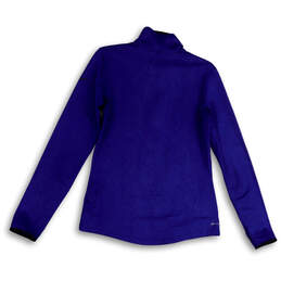 Womens Blue Animal Print 1/2 Zip Mock Neck Long Sleeve Pullover T-Shirt L alternative image