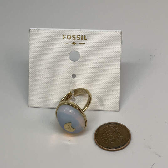 Designer Fossil Gold-Tone Motifs Modern Nomad Moonstone Cocktail Band Ring image number 2
