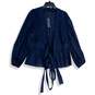 NWT Banana Republic Womens Navy Balloon Sleeve Wrap Blouse Top Size Small image number 1