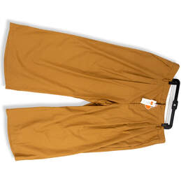 NWT Womens Yellow Flat Front Pockets Straight Leg Cropped Pants Size 4XL