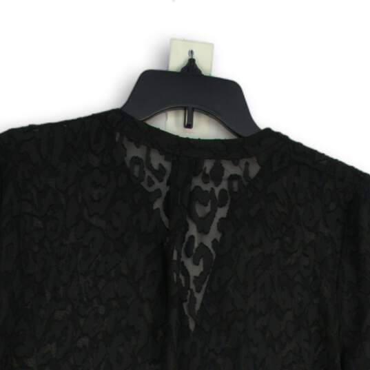 NWT Ann Taylor Womens Black Lace Split Neck Long Sleeve Blouse Top Size Medium image number 4