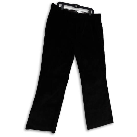 Womens Black Corduroy Flat Front Pockets Straight Leg Dress Pants Sz 40x32 image number 1