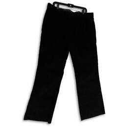 Womens Black Corduroy Flat Front Pockets Straight Leg Dress Pants Sz 40x32