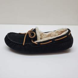 UGG Womens Dakota Moccasin Slippers Sheepskin Suede Leather Shoes Black Sz 7 alternative image