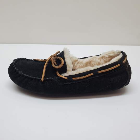 UGG Womens Dakota Moccasin Slippers Sheepskin Suede Leather Shoes Black Sz 7 image number 2