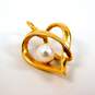 Romantic 14k Yellow Gold Heart Pearl Accent Pendant 2.0g image number 2