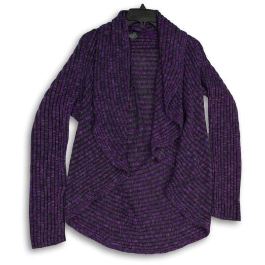 INC International Concepts Womens Purple Black Striped Cardigan Sweater Size XL image number 1