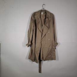 Womens Collared Long Sleeve Belted Button Front Trench Coat Size Large