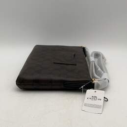 NWT Coach Womens Brown Black Leather Signature Print Zipper Crossbody Bag Purse alternative image