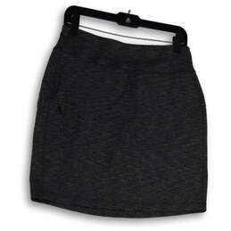 Womens Gray Heather Flat Front Elastic Waist Straight & Pencil Skirt Size S
