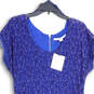 NWT Womens Blue Lace Short Sleeve Round Neck Back Zip Shift Dress Size 12 image number 3