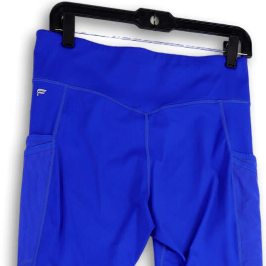 Womens Blue High Waist Stretch Pockets Skinny Leg Ankle Leggings Size Large image number 4