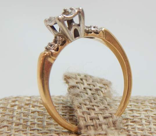 Art Deco 14K Yellow Gold Diamond Accent Ring Setting For Round Stone 2.6g image number 1