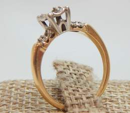 Art Deco 14K Yellow Gold Diamond Accent Ring Setting For Round Stone 2.6g