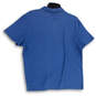 Womens Blue Striped Short Sleeve Spread Collar Golf Polo Shirt Size Medium image number 2
