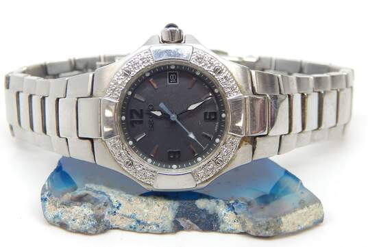 Seiko 372325 Sapphire Crystal Diamond Accent Stainless Steel Ladies Watch 59.3g image number 1
