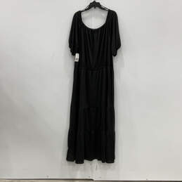 NWT Womens Black Short Sleeve Pleated Scoop Neck Pullover Maxi Dress Sz 3X alternative image