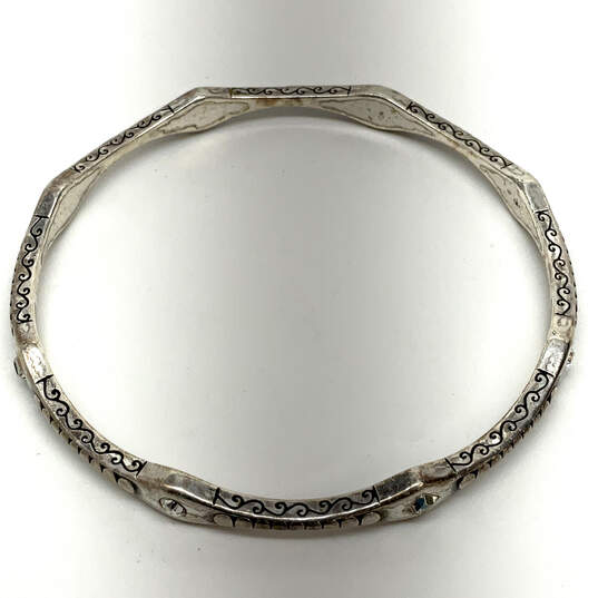 Designer Brighton Silver-Tone Crystal Stone Bangle Bracelet With Dust Bag image number 2