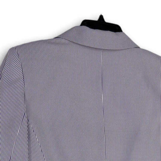 Womens Blue White Striped Long Sleeve Notch Lapel One Button Blazer Size 8 image number 4