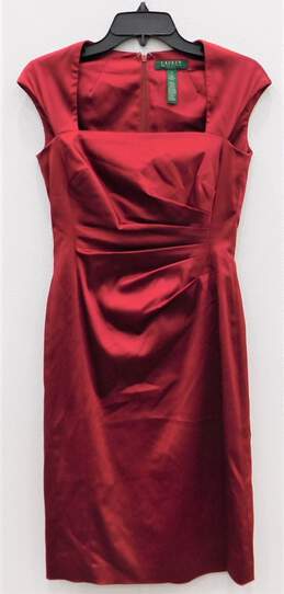 Ralph Lauren Silky Satiny Red Formal Evening Party Prom Dress Size 2