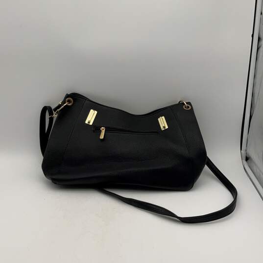 NWT Womens Black Leather Detachable Strap Inner Pockets Shoulder Bag image number 2
