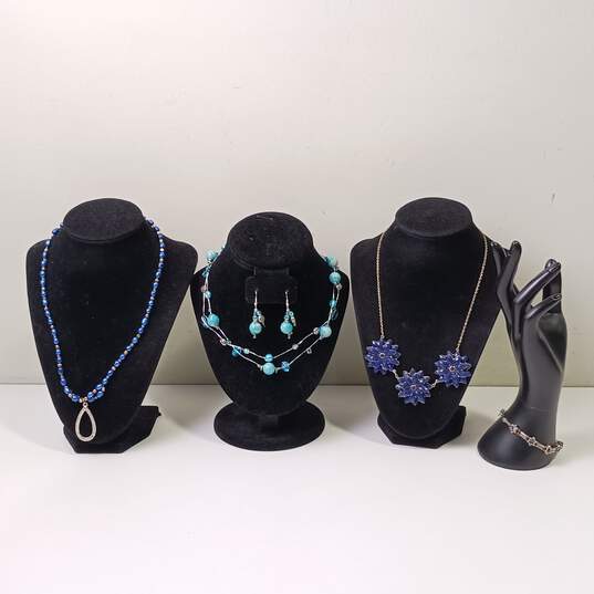 Blue & Green Tone Fashion Costume Jewelry Assorted 5pc Lot image number 1
