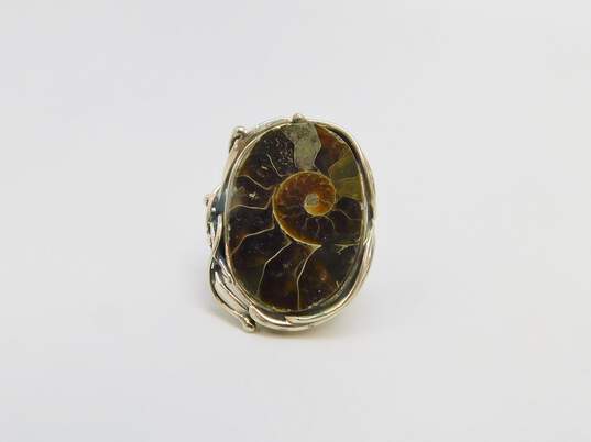 Artisan Sterling Silver Ammonite Ring 12.7g image number 1