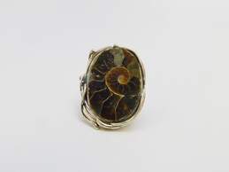 Artisan Sterling Silver Ammonite Ring 12.7g