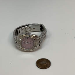 Designer Citizen Eco-Drive Silver-Tone Pink Round Dial Analog Wristwatch alternative image