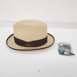 Stetson Brown Felt Trim Straw Hat Size 7
