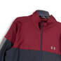 Mens Red Black Mock Neck Long Sleeve Full-Zip Track Jacket Size XXL image number 3