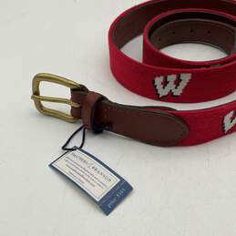 NWT Womens Red Adjustable Hand Stitched Needlepoint Wisconsin Waist Belt alternative image