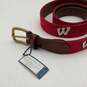 NWT Womens Red Adjustable Hand Stitched Needlepoint Wisconsin Waist Belt image number 2