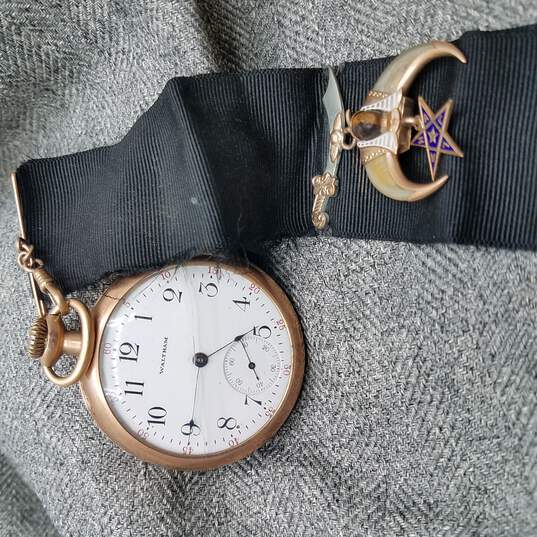 Antique Waltham GP Wind-Up Pocket Watch With Antique Masonic Shriners Pendant image number 1