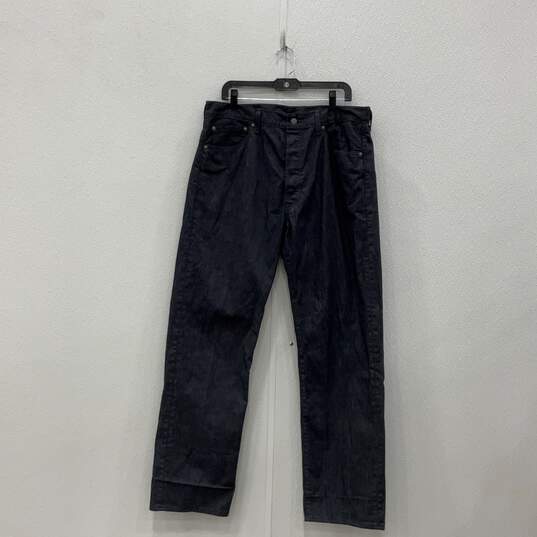 Mens 501 Black Dark Wash 5-Pocket Design Denim Straight Jeans Size 36/32 image number 1