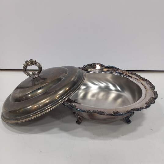 Lunt Silverplated & Glass Divided Serving Platter & Lid image number 4