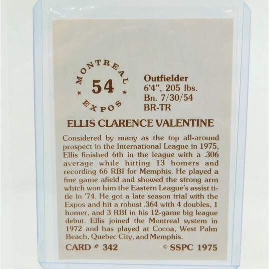 1976 Ellis Valentine SSPC Rookie #342 Montreal Expos image number 3