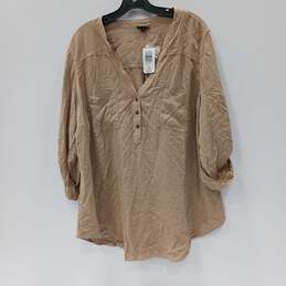 Torrid Women's Beige Harper Rayon Twill 3/4 Sleeve Pullover Blouse Size 2-2X-18-20