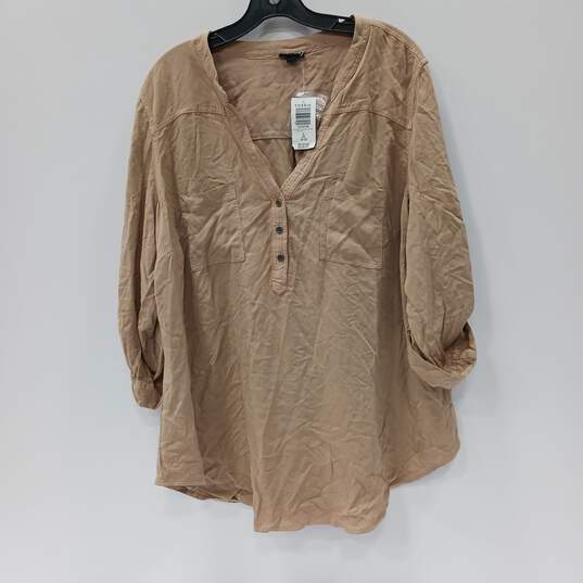 Torrid Women's Beige Harper Rayon Twill 3/4 Sleeve Pullover Blouse Size 2-2X-18-20 image number 1